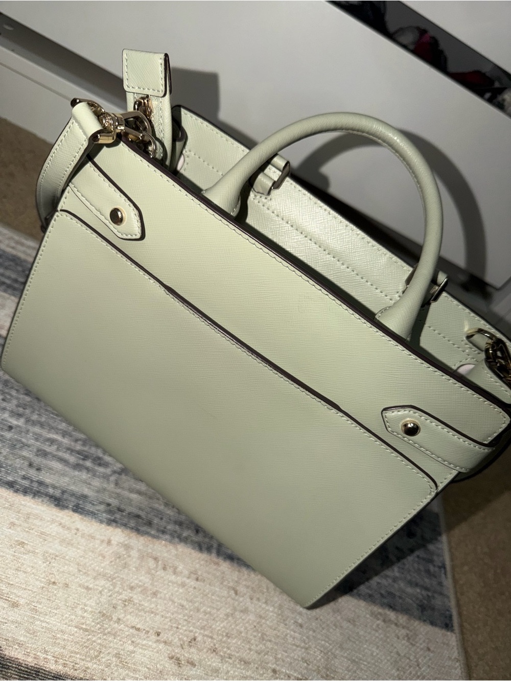 kate spade Mint Green Structured Satchel with Gold Logo - Picture 3 of 4